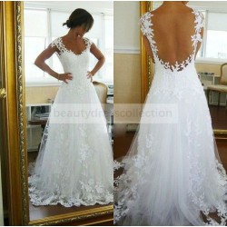 White/Ivory Lace Backless...